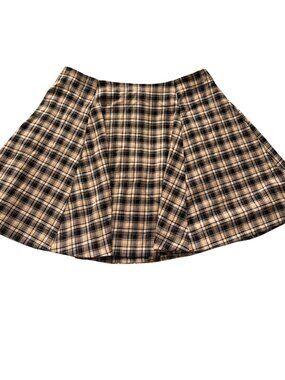 Topshop Plaid Skater Mini Skirt A-Line Flared Waist 32” Size 10